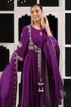 HOUSE OF SUPRIYA_Purple Anarkali Silk Georgette Embroidered Zari Round Pant Set _Online_at_Aza_Fashions