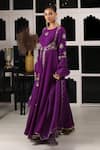 Shop_HOUSE OF SUPRIYA_Purple Anarkali Silk Georgette Embroidered Zari Round Pant Set _Online_at_Aza_Fashions