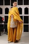 Buy_HOUSE OF SUPRIYA_Yellow Kurta And Pant Silk Georgette Embroidered Zardosi Sharara Set _at_Aza_Fashions