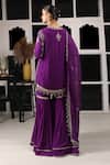 Shop_HOUSE OF SUPRIYA_Purple Kurta And Pant Silk Georgette Floral Checkered Sharara Set _at_Aza_Fashions