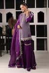 HOUSE OF SUPRIYA_Purple Kurta And Pant Silk Georgette Floral Checkered Sharara Set _Online_at_Aza_Fashions