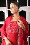 Shop_HOUSE OF SUPRIYA_Red Kurta And Pant Silk Georgette Embroidered Zari Round Zardosi & Sharara Set _Online_at_Aza_Fashions