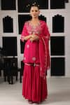 Buy_HOUSE OF SUPRIYA_Pink Kurta And Sharara Silk Georgette Embroidered Zari V Floral Zardosi Set _at_Aza_Fashions