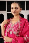 HOUSE OF SUPRIYA_Pink Kurta And Sharara Silk Georgette Embroidered Zari V Floral Zardosi Set _at_Aza_Fashions