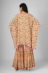 Shop_HOUSE OF SUPRIYA_Beige Silk Georgette Printed Ikat Round Tunic Sharara Set _at_Aza_Fashions
