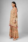 HOUSE OF SUPRIYA_Beige Silk Georgette Printed Ikat Round Tunic Sharara Set _Online_at_Aza_Fashions