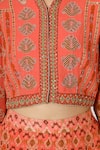 Shop_HOUSE OF SUPRIYA_Orange Silk Georgette Printed Ikat Round Crop Top And Pant Set _Online_at_Aza_Fashions