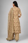Shop_HOUSE OF SUPRIYA_Beige Silk Georgette Printed Ikat Round Kurta Pant Set _at_Aza_Fashions