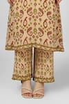 HOUSE OF SUPRIYA_Beige Silk Georgette Printed Ikat Round Kurta Pant Set _Online_at_Aza_Fashions