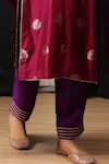 Shop_HOUSE OF SUPRIYA_Maroon Kurta Silk Banarasi Embroidered Thread Mandarin Pant Set _Online_at_Aza_Fashions