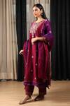 Buy_HOUSE OF SUPRIYA_Purple Kurta Silk Banarasi Andchanderi Embroidered Thread Pant Set _Online_at_Aza_Fashions