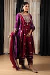 Shop_HOUSE OF SUPRIYA_Purple Kurta Silk Banarasi Andchanderi Embroidered Thread Pant Set _Online_at_Aza_Fashions