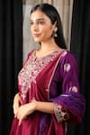 HOUSE OF SUPRIYA_Purple Kurta Silk Banarasi Andchanderi Embroidered Thread Pant Set _at_Aza_Fashions