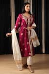 Buy_HOUSE OF SUPRIYA_Maroon Kurta Pure Silk Chanderi Embroidered Banarasi Pant Set _at_Aza_Fashions