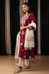 HOUSE OF SUPRIYA_Maroon Kurta Pure Silk Chanderi Embroidered Banarasi Pant Set _Online_at_Aza_Fashions