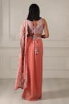 Shop_HOUSE OF SUPRIYA_Orange Silk Georgette Printed Pre-draped Skirt Saree With Blouse _at_Aza_Fashions