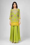 Buy_HOUSE OF SUPRIYA_Green Kurta Silk Georgette Digital Printed Bandhani And Sharara Set _at_Aza_Fashions