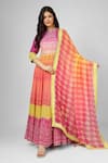 Buy_HOUSE OF SUPRIYA_Pink Silk Georgette Digital Printed Bandhani Anarkali With Dupatta _at_Aza_Fashions