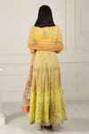 Shop_HOUSE OF SUPRIYA_Yellow Silk Georgette Printed Floral V Neck Anarkali With Dupatta _at_Aza_Fashions