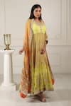 Buy_HOUSE OF SUPRIYA_Yellow Silk Georgette Printed Floral V Neck Anarkali With Dupatta _Online_at_Aza_Fashions