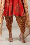 HOUSE OF SUPRIYA_Red Silk Georgette Digital Printed Floral Notched Kurta Dhoti Pant Set _Online_at_Aza_Fashions