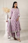 Buy_HOUSE OF SUPRIYA_Purple Silk Georgette Digital Printed Floral Round Kurta Palazzo Set _Online_at_Aza_Fashions