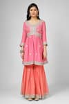 Buy_HOUSE OF SUPRIYA_Pink Kurta And Dupatta Silk Georgette Hand Embroidered Sharara Set _Online_at_Aza_Fashions