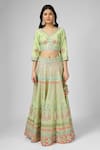 Buy_HOUSE OF SUPRIYA_Green Lehenga And Blouse Silk Georgette Hand Embroidered Floral V Set _Online_at_Aza_Fashions