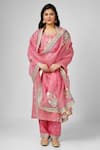 Buy_HOUSE OF SUPRIYA_Pink Kurta Silk Georgette Hand Embroidered Floral Notched Set _at_Aza_Fashions