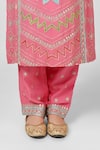 HOUSE OF SUPRIYA_Pink Kurta Silk Georgette Hand Embroidered Floral Notched Set _Online_at_Aza_Fashions