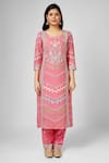 Buy_HOUSE OF SUPRIYA_Pink Kurta Silk Georgette Hand Embroidered Floral Notched Set _Online_at_Aza_Fashions