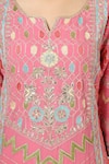 Shop_HOUSE OF SUPRIYA_Pink Kurta Silk Georgette Hand Embroidered Floral Notched Set _Online_at_Aza_Fashions