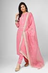 Buy_HOUSE OF SUPRIYA_Pink Silk Georgette Embroidery Gul Stand Collar Kurta Pant Set _at_Aza_Fashions