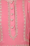 Shop_HOUSE OF SUPRIYA_Pink Silk Georgette Embroidery Gul Stand Collar Kurta Pant Set _Online_at_Aza_Fashions