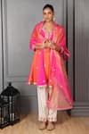 Buy_HOUSE OF SUPRIYA_Pink Silk Georgette Embroidery Petunia Leaf Neck Kalidar Anarkali Set _at_Aza_Fashions
