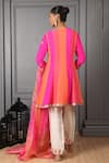 Shop_HOUSE OF SUPRIYA_Pink Silk Georgette Embroidery Petunia Leaf Neck Kalidar Anarkali Set _at_Aza_Fashions