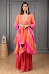 Buy_HOUSE OF SUPRIYA_Orange Silk Georgette Embroidery Floweret Yoke Anarkali Sharara Set _Online_at_Aza_Fashions