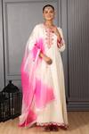 Buy_HOUSE OF SUPRIYA_Off White Silk Organza Embroidery Lily Bloom Anarkali With Dupatta _at_Aza_Fashions