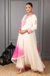 Buy_HOUSE OF SUPRIYA_Off White Silk Organza Embroidery Lily Bloom Anarkali With Dupatta _Online_at_Aza_Fashions