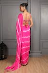 Shop_HOUSE OF SUPRIYA_Pink Silk Georgette Tie Dye Leaf Saree With Bloom Embroidered Blouse _at_Aza_Fashions