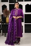 Buy_HOUSE OF SUPRIYA_Purple Silk Georgette Embroidery Zar Bullian Leaf Kurta Pant Set _at_Aza_Fashions