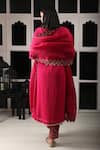 Shop_HOUSE OF SUPRIYA_Pink Silk Georgette Embroidery Zar V Neck Padma Bloom Kurta Pant Set _at_Aza_Fashions