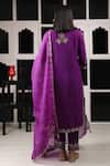 Shop_HOUSE OF SUPRIYA_Purple Silk Georgette Embroidery Zar V Neck Autum Leaf Kurta Pant Set _at_Aza_Fashions