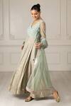 Buy_HOUSE OF SUPRIYA_Green Anarkali Banaras Organza Embroidery Floral Bodice Angarkha Set _Online_at_Aza_Fashions