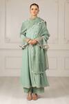 Buy_HOUSE OF SUPRIYA_Green Kurta Silk Georgette Embroidery Sequins V Neck Butti Pant Set _at_Aza_Fashions