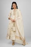 Buy_HOUSE OF SUPRIYA_Ivory Anarkali - Pure Silk Chanderi Sequin And Zari Yoke Pant Set _at_Aza_Fashions