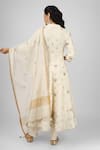 Shop_HOUSE OF SUPRIYA_Ivory Anarkali - Pure Silk Chanderi Sequin And Zari Yoke Pant Set _at_Aza_Fashions