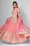 HOUSE OF SUPRIYA_Pink Lehenga And Blouse Silk Georgette Machine Embroidery With Hand Set _Online_at_Aza_Fashions