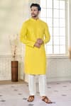 Kasbah x AZA_Yellow Georgette Embroidered Aari And Sequin Work Striped Kurta _Online