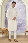 Shop_Kasbah x AZA_White Georgette Embroidered Chikankari Thread And Sequin Work & Kurta Set